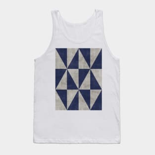 Geometric Triangle Pattern - Grey, Blue Concrete Tank Top